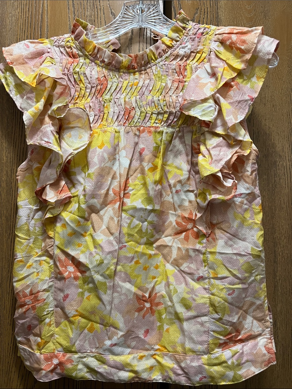 Magali Pascal Floral Ruffle Top - Pink, Yellow & Peach